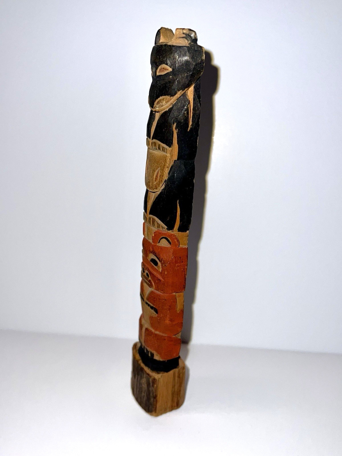 Native American Indian Pacific Northwest Coast Carved Tlingit 7" Tall Totem