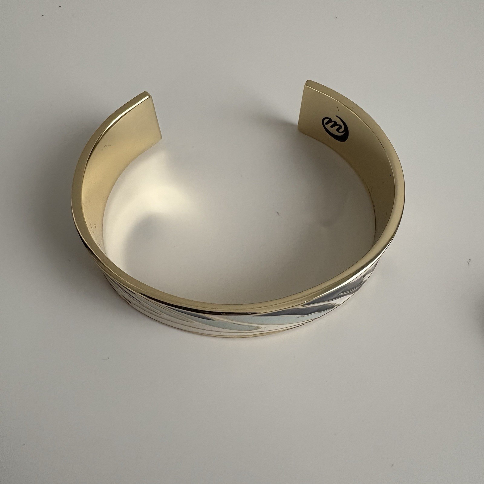 Hokusai Great Wave Brass and Resin Bangle Bracelet Pre-Owned