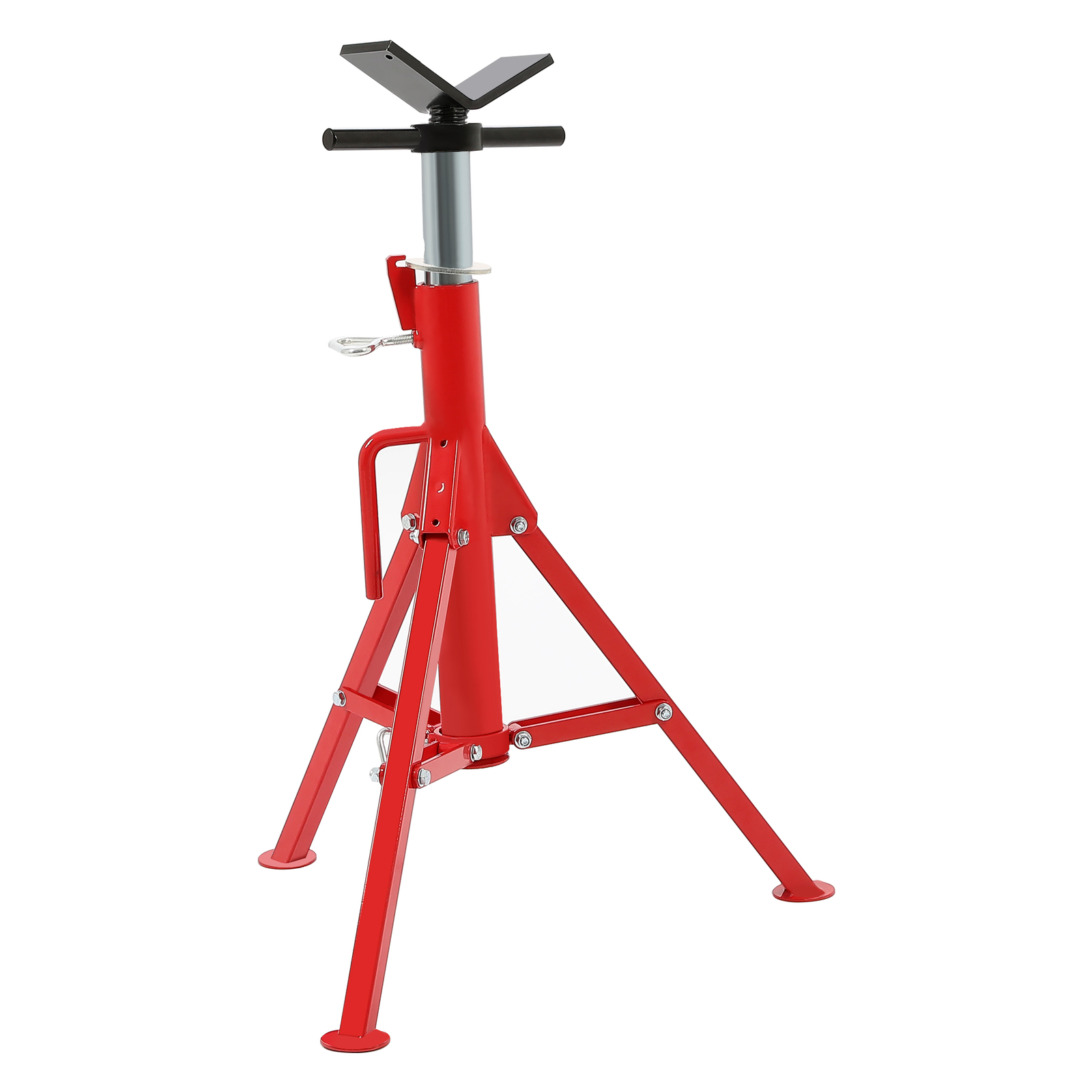 V-Head Pipe Stand Folding Tripod Jack 28"-52" Height 12" Pipe 2500LB Steel Red