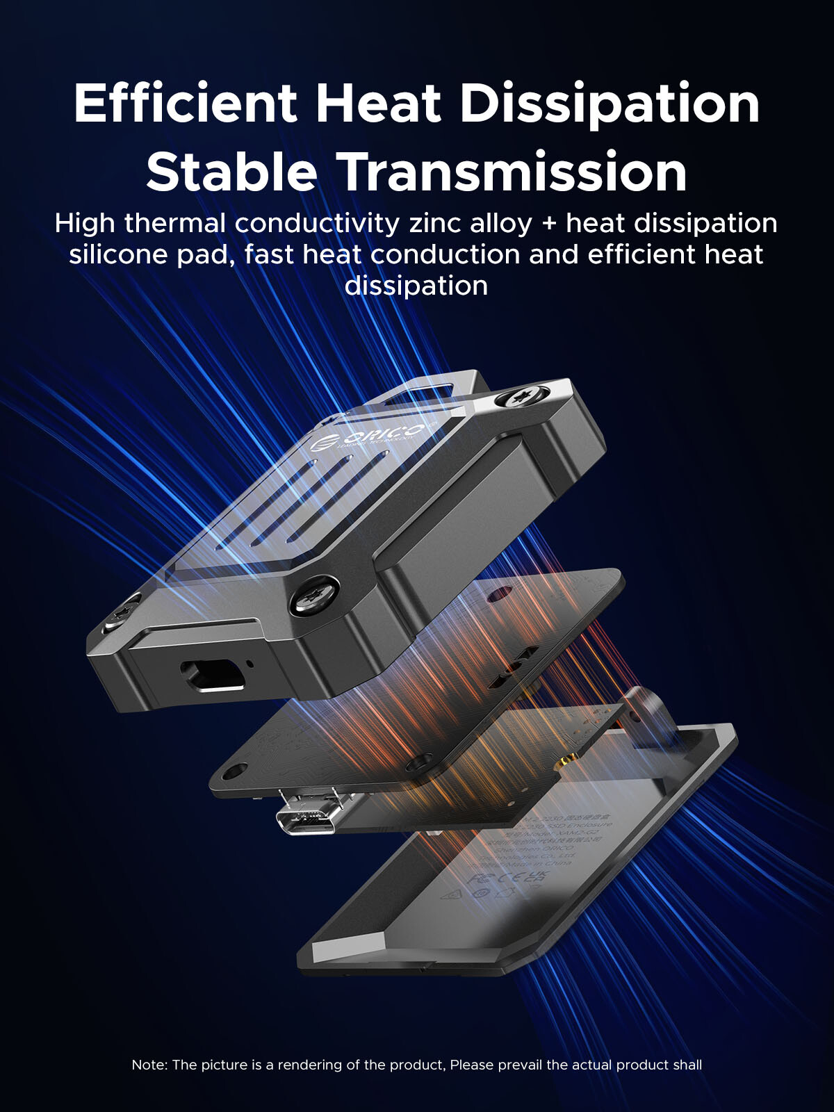 ORICO M.2 NVMe 2230 SSD Enclosure USB C Type-C 10Gbps Phone 15 Pro/Pro Max US