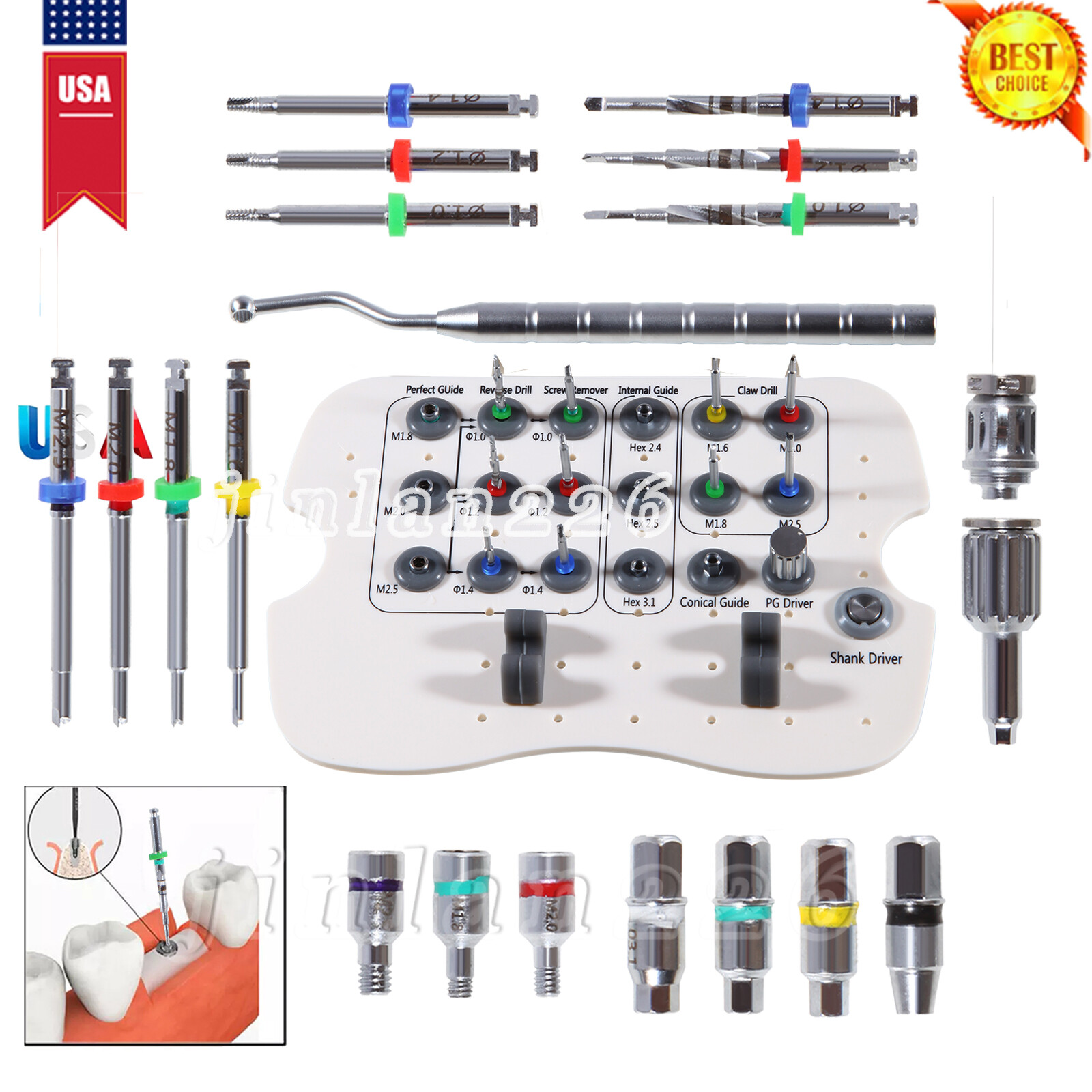 Dental Implant Fixture & Broken Screw Removal Kit Remove Surgical Tool Remover