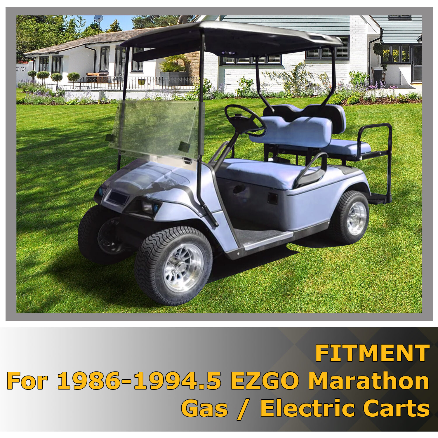 Clear Fold Down Golf Cart Windshield for EZGO Marathon 1986-1994.5