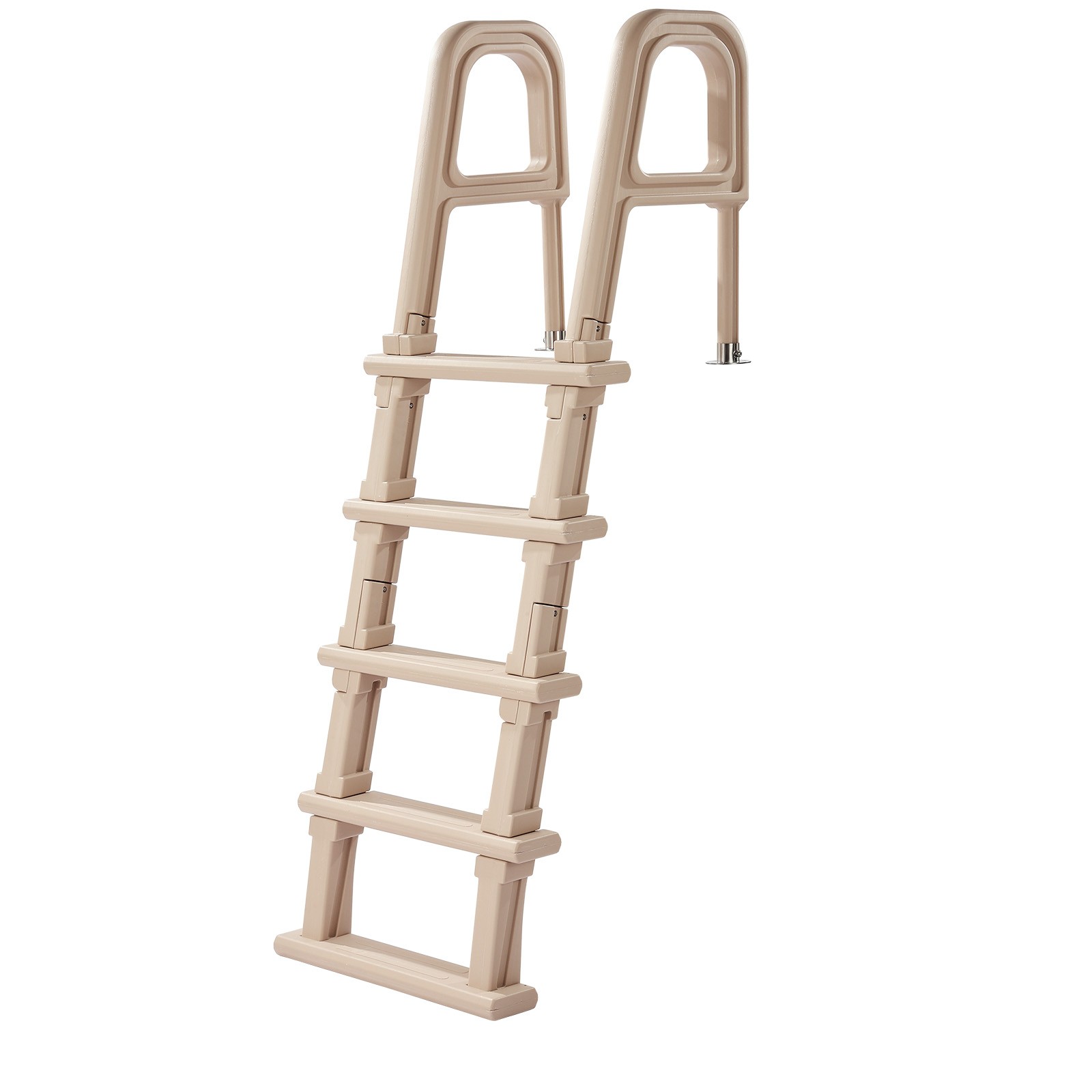 Uimoso Pool Ladder with Angled 5 Steps, Dual Handrails, 48-54in, 300lbs, Taupe
