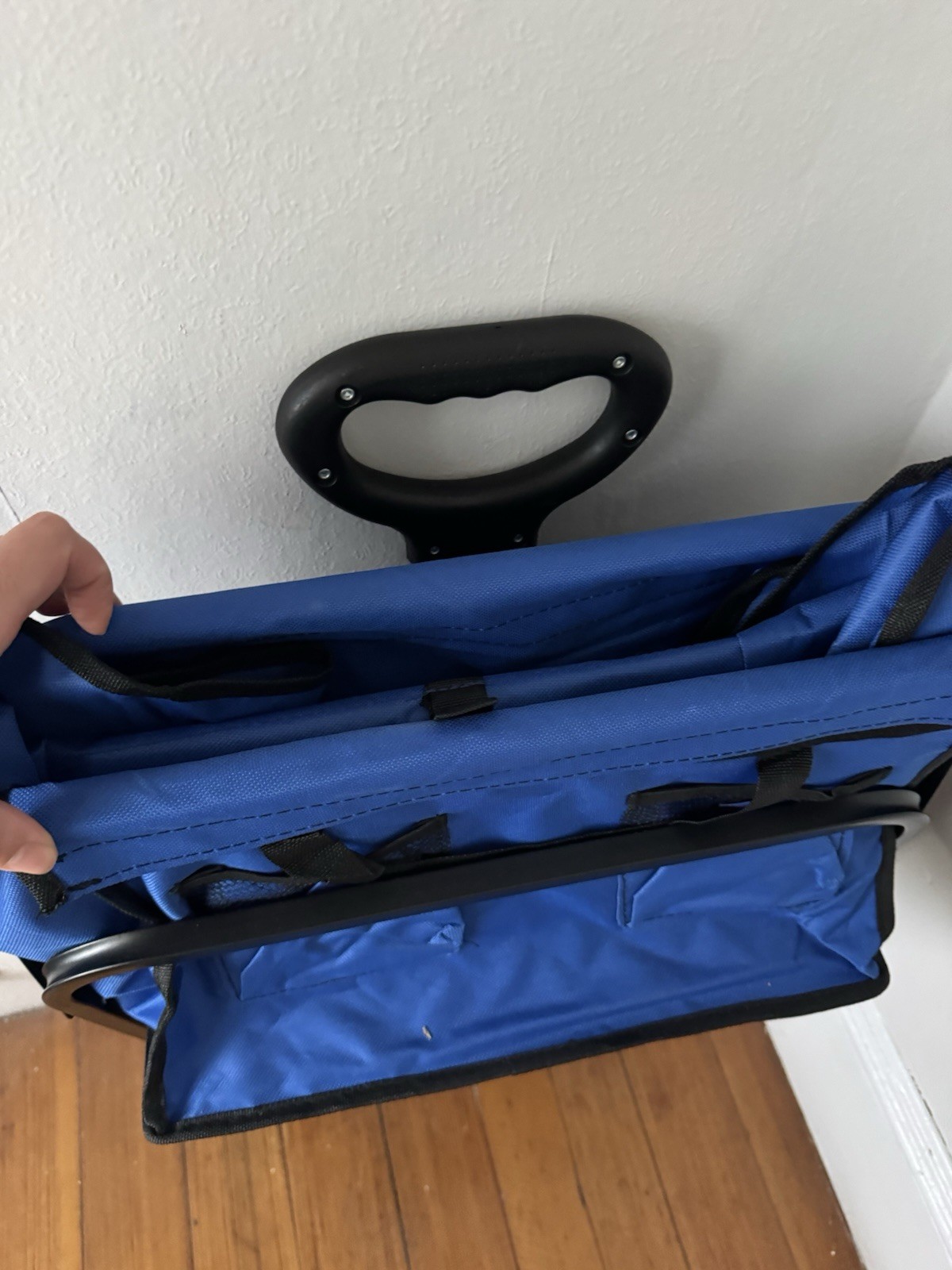 Foldable Heavy Duty Utility Wagon Cart, 4 Wheels, 680 lb, Black/Blue