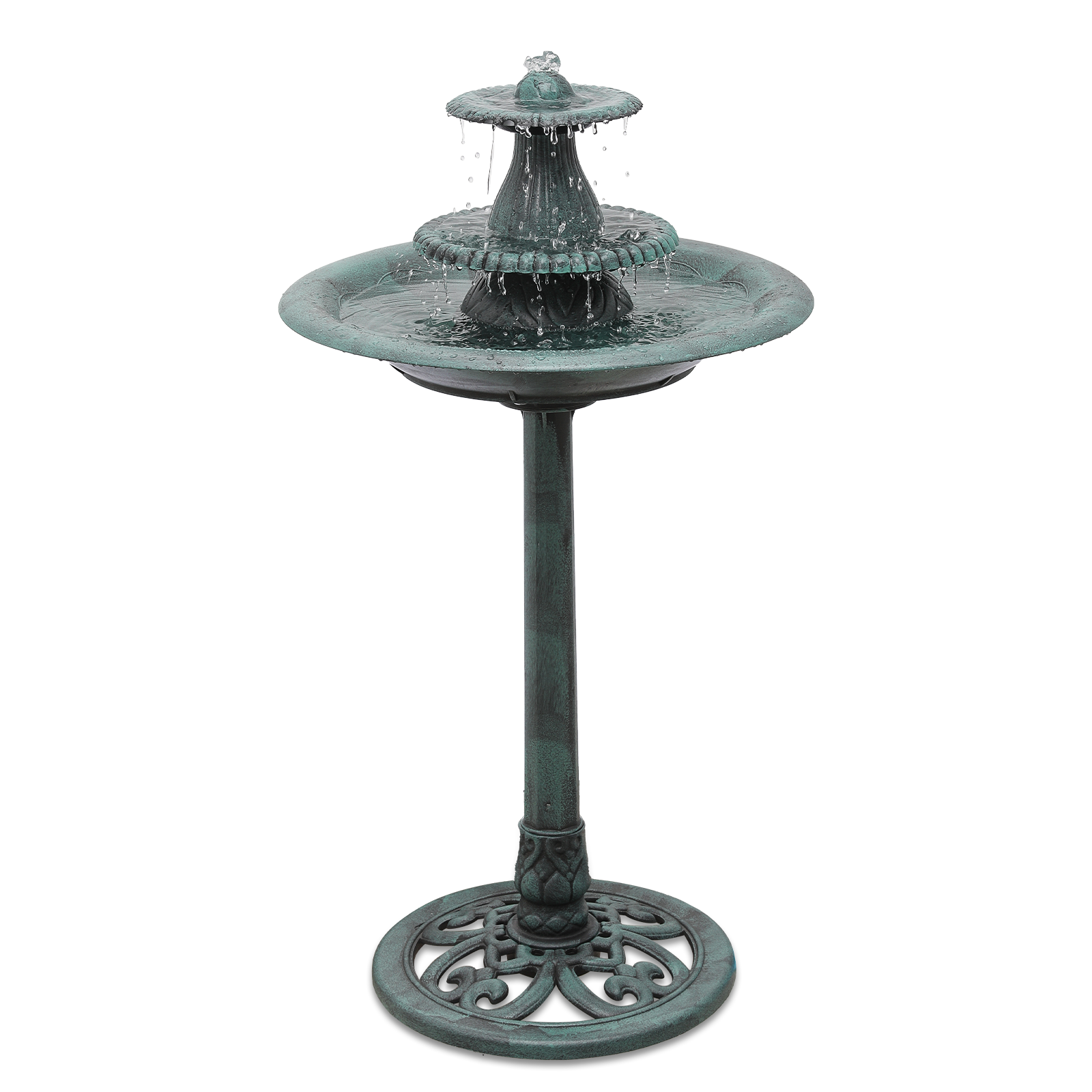 35" Tall Pedestal Outdoor Fountain Electric Birdbath Garden Patio Backyard Décor