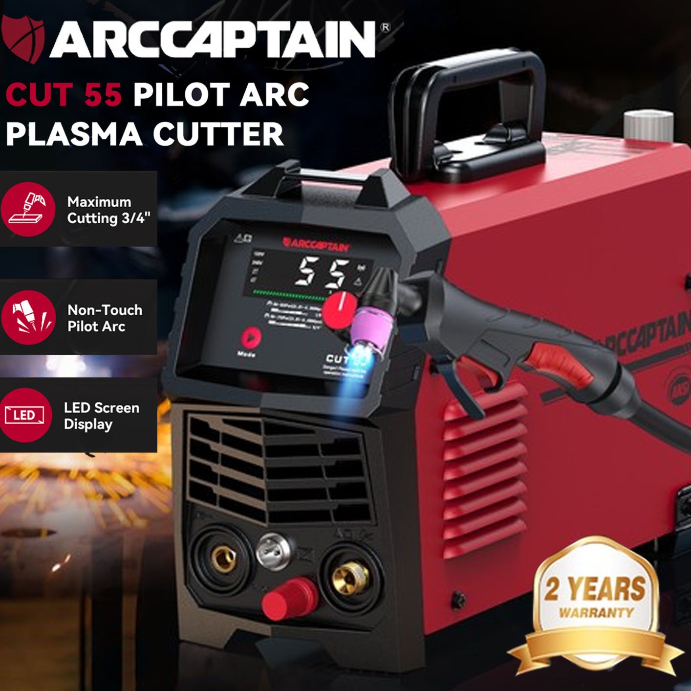 ARCCAPTAIN 55A Plasma Cutter Non-Touch Pilot ARC HF Air Plasma Cutting Machine