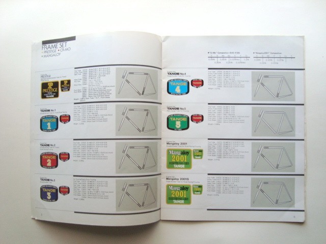 Vintage Road Race Bicycle TANGE 17 page Catalog JAPAN frames forks lugs fittings