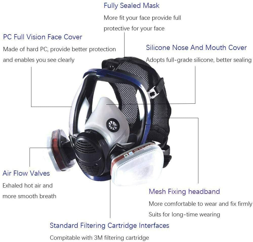 17 in 1 Full Face Gas Mask Facepiece Respirator For Painting Spraying 6800 Serie