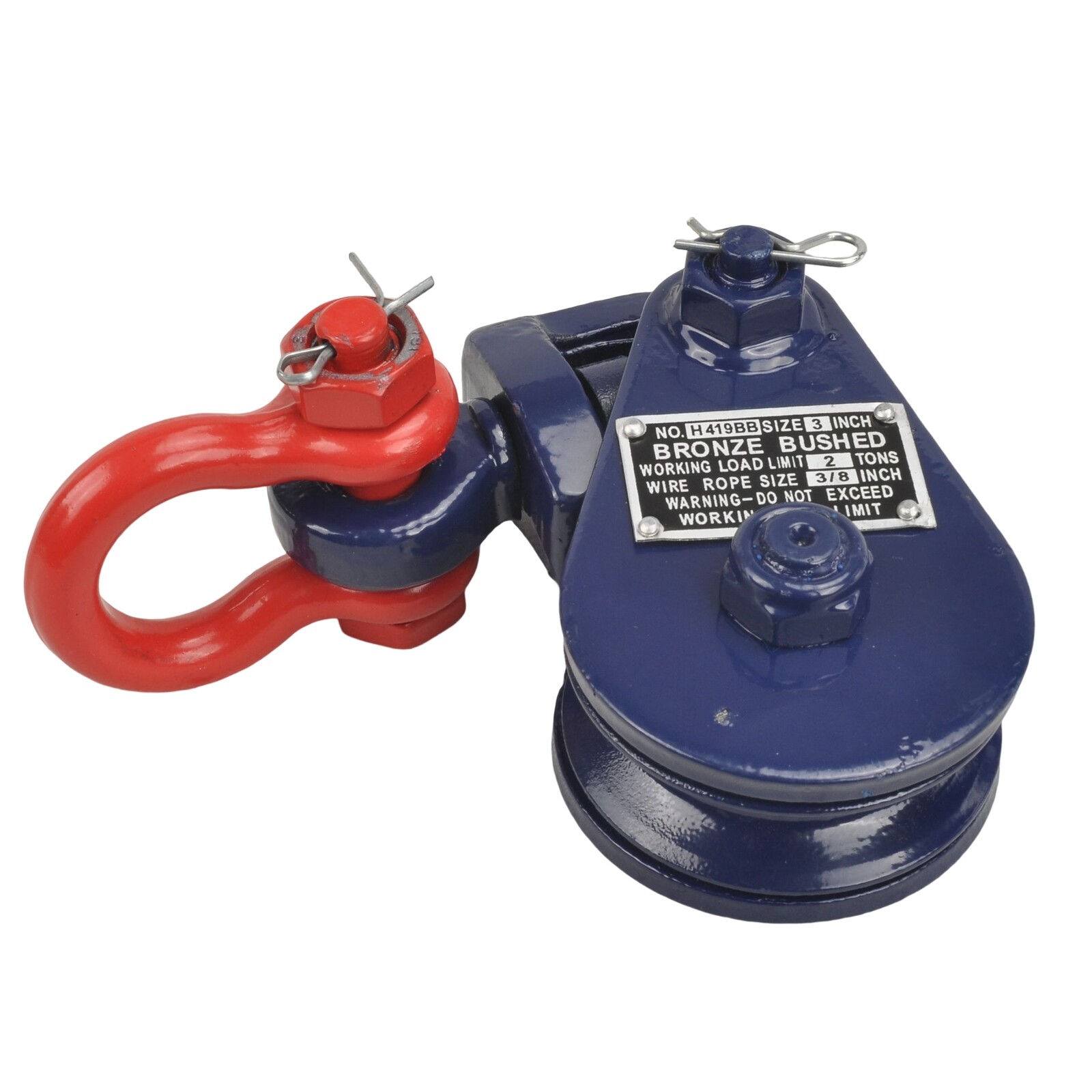 2 Ton 3" Snatch Block w/ Shackle & 2' Tow Chain Carrier Cable Anchor Wrecker Car