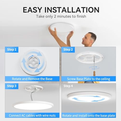 6PACK 3200lm LED Flush Mount Ceiling Light, Super Slim 12in-6Pack(5000K) White