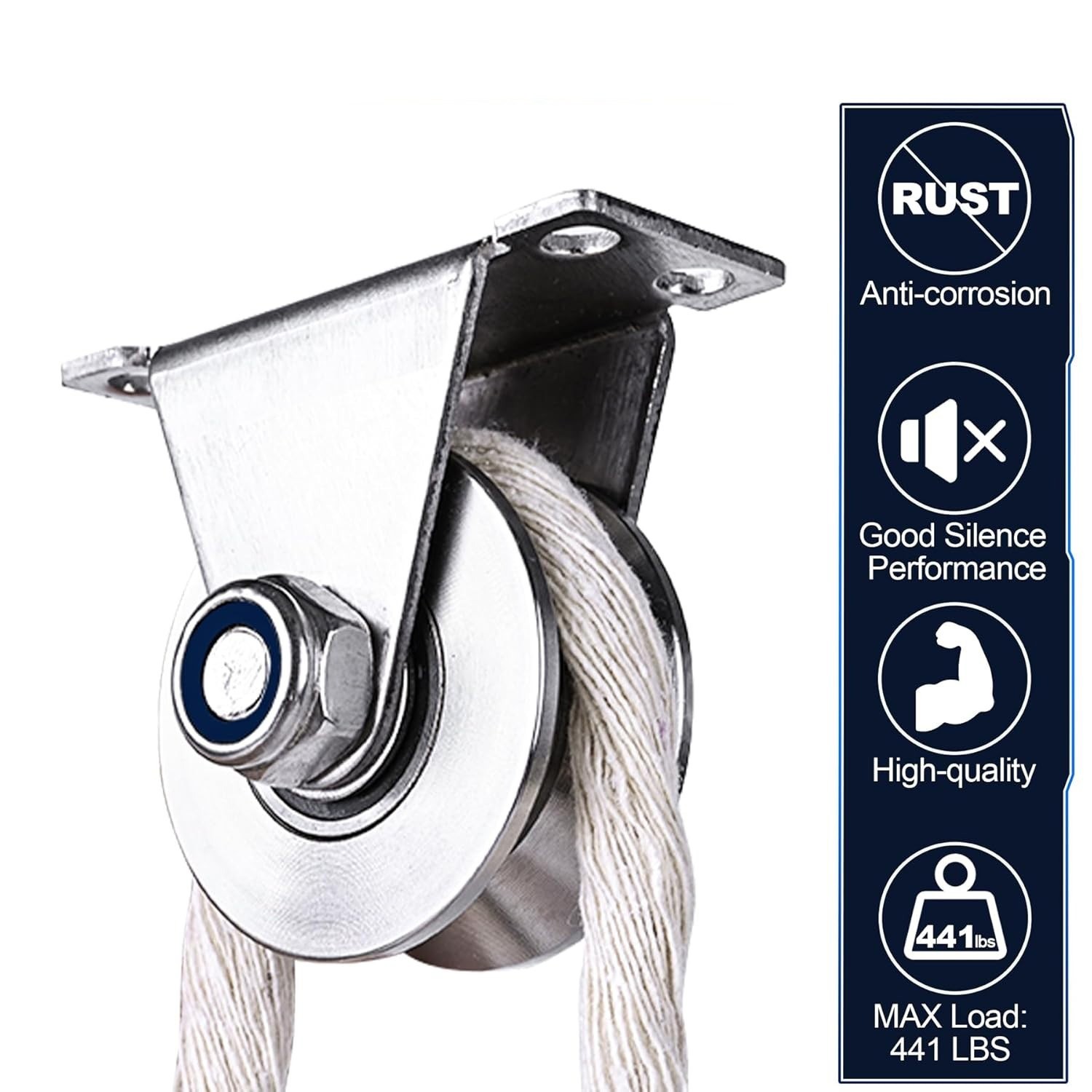 2.36'' 304 Stainless Steel V Groove Pulley Rope Cable Wire Pulley w/ Holes