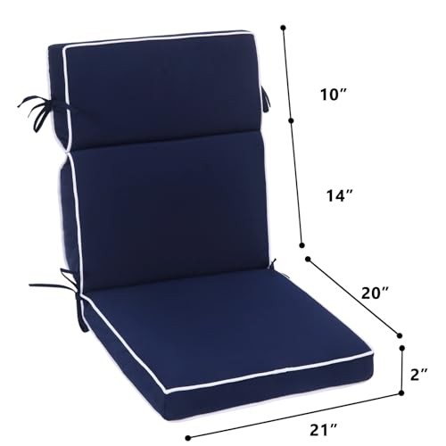 Outdoor Patio Chair Cushions Set of 2, Water Resistant Adirondack Navy Blue