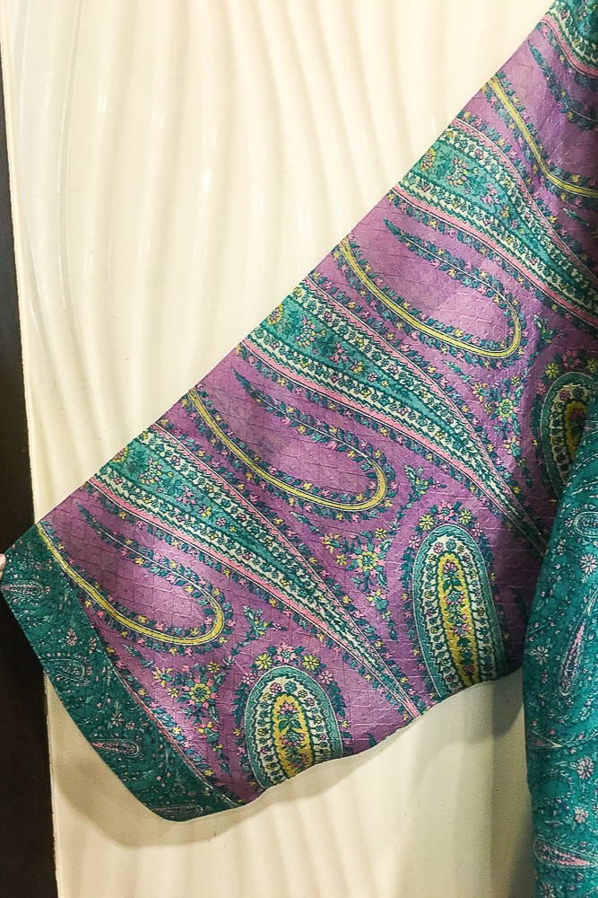 Pure Silk Blue/Green kimono Long Robe Gown Woman Silk Robe Kimono KMO5575