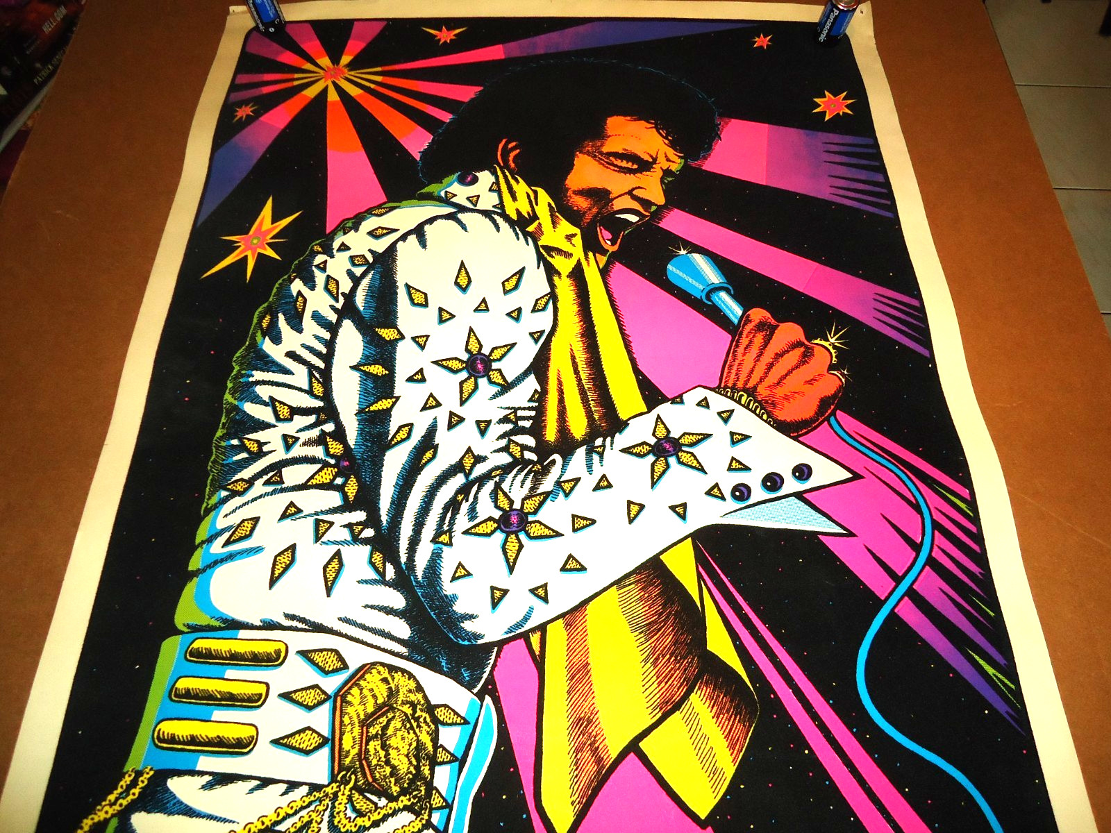 Authentic 1974 Elvis Presley Velvet Poster Blacklight Colorfull John Lykes Rare