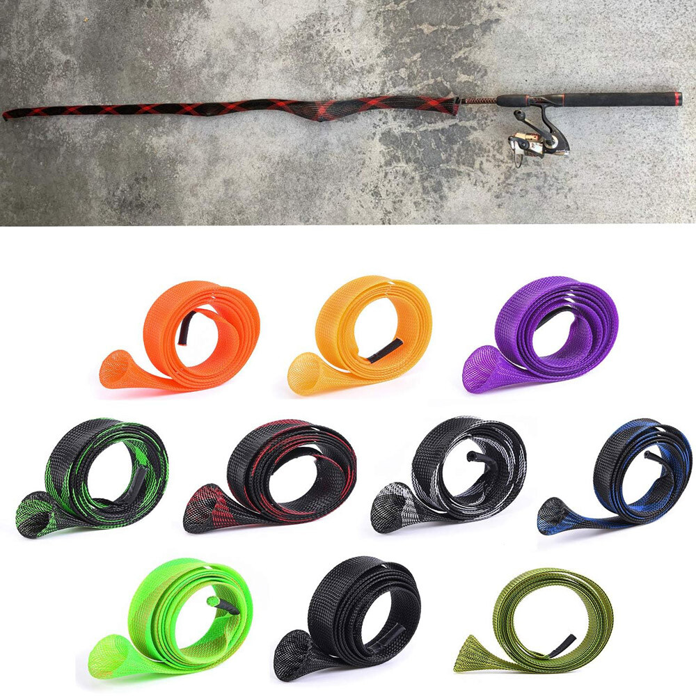 10 PCS Fishing Rod Sock Mesh Covers Braided Pole Protector Sleeve Fish Tool USA