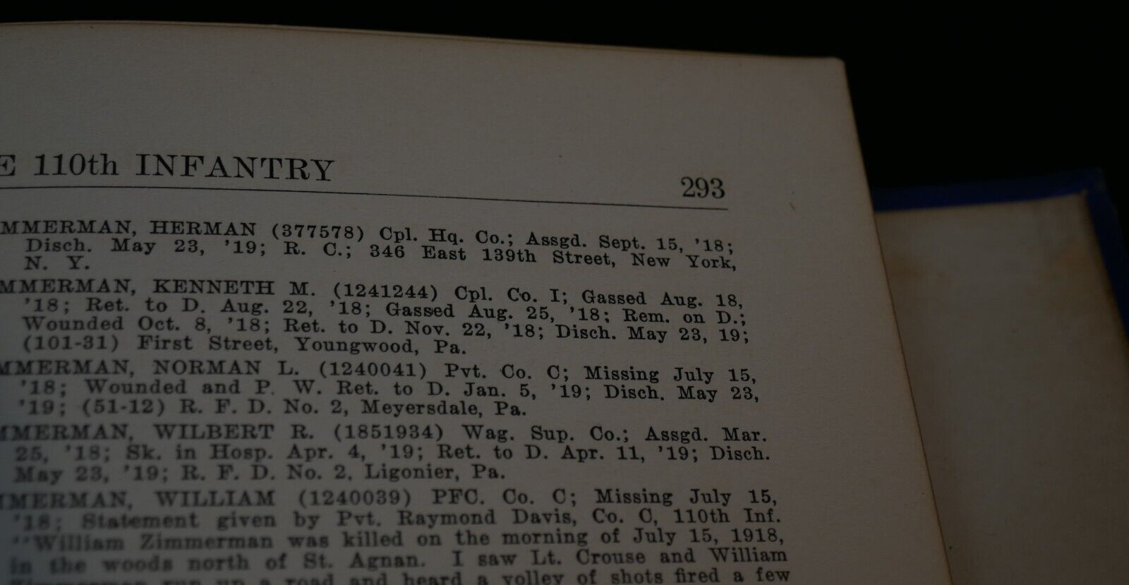 History Of The 110th Infantry (10th PA) Of The 28th Division Book, 1920 First Ed