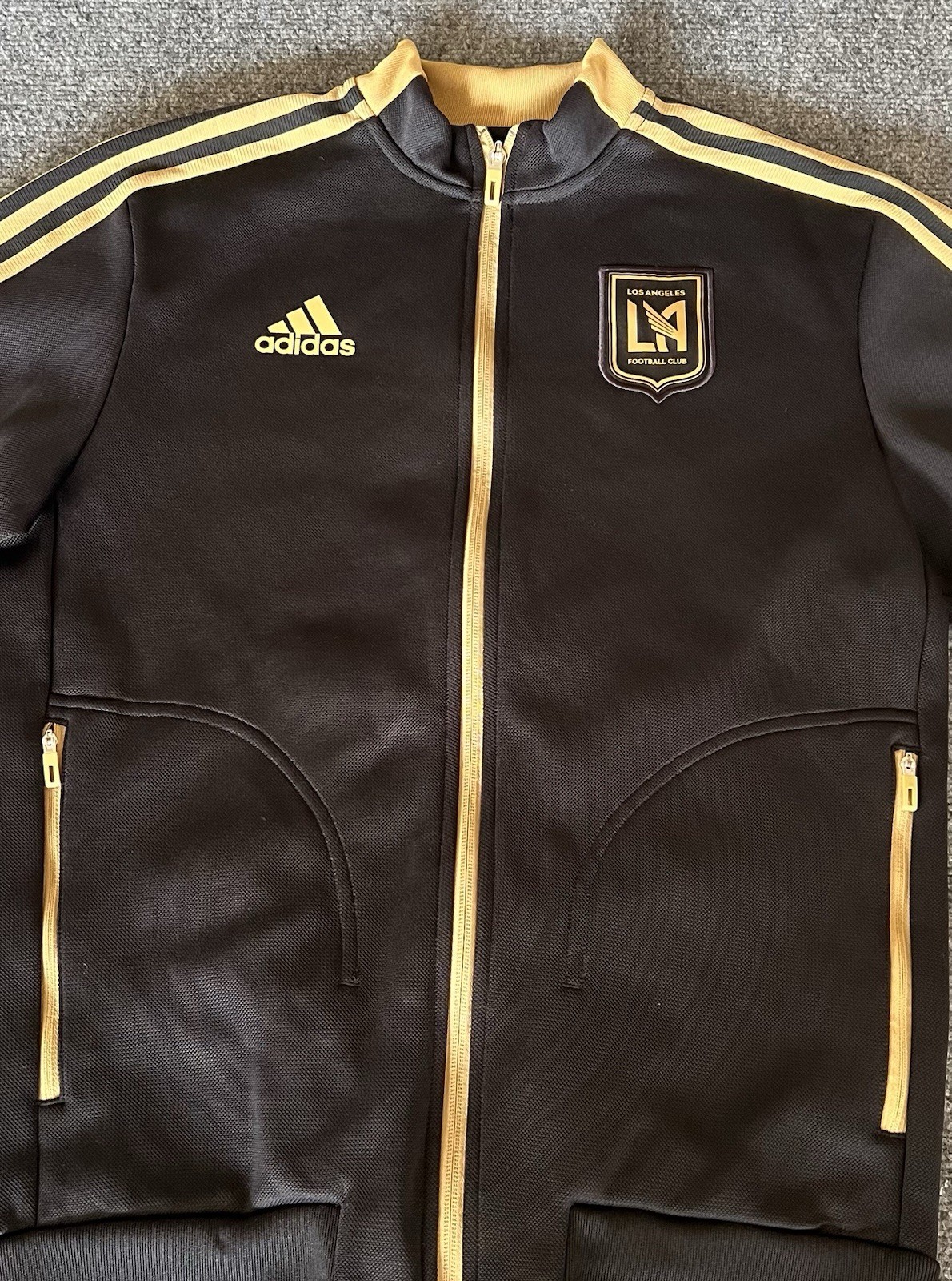Los Angeles Football Club Mens Small Adidas Track Jacket Full Zip Black Gold