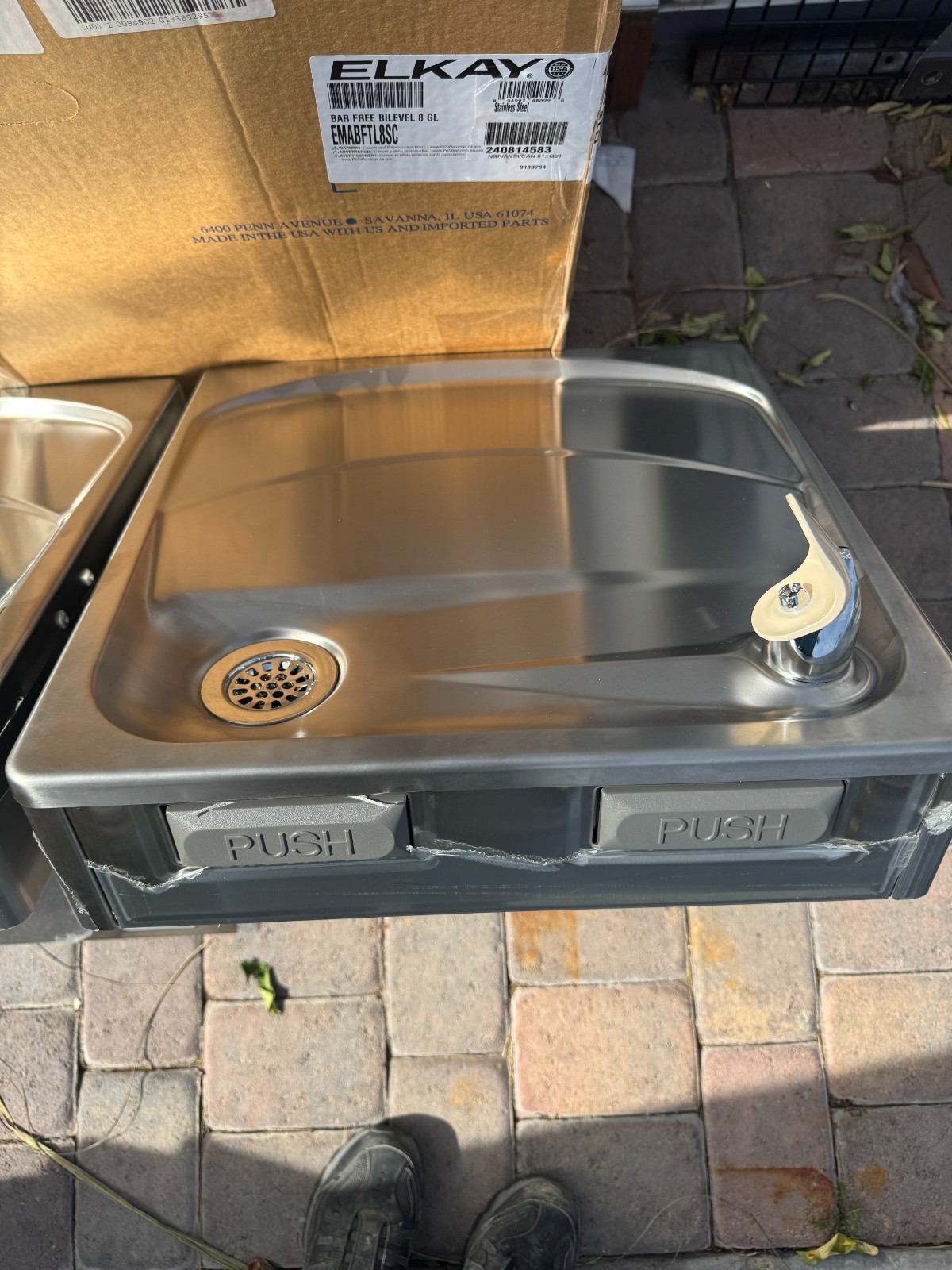 Elkay EMABFTL8S Bar Fee Bilevel 8 Gallon Chilled Double Water Fountain/Cooler