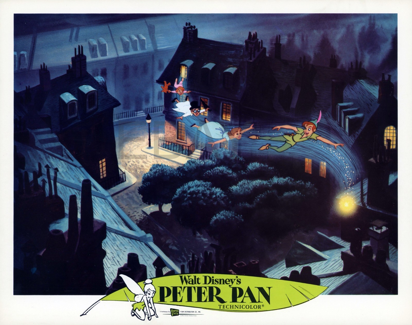Disney PETER PAN (R1976) - Vintage 11x14 lobby card set 9 + orig envelope NICE!