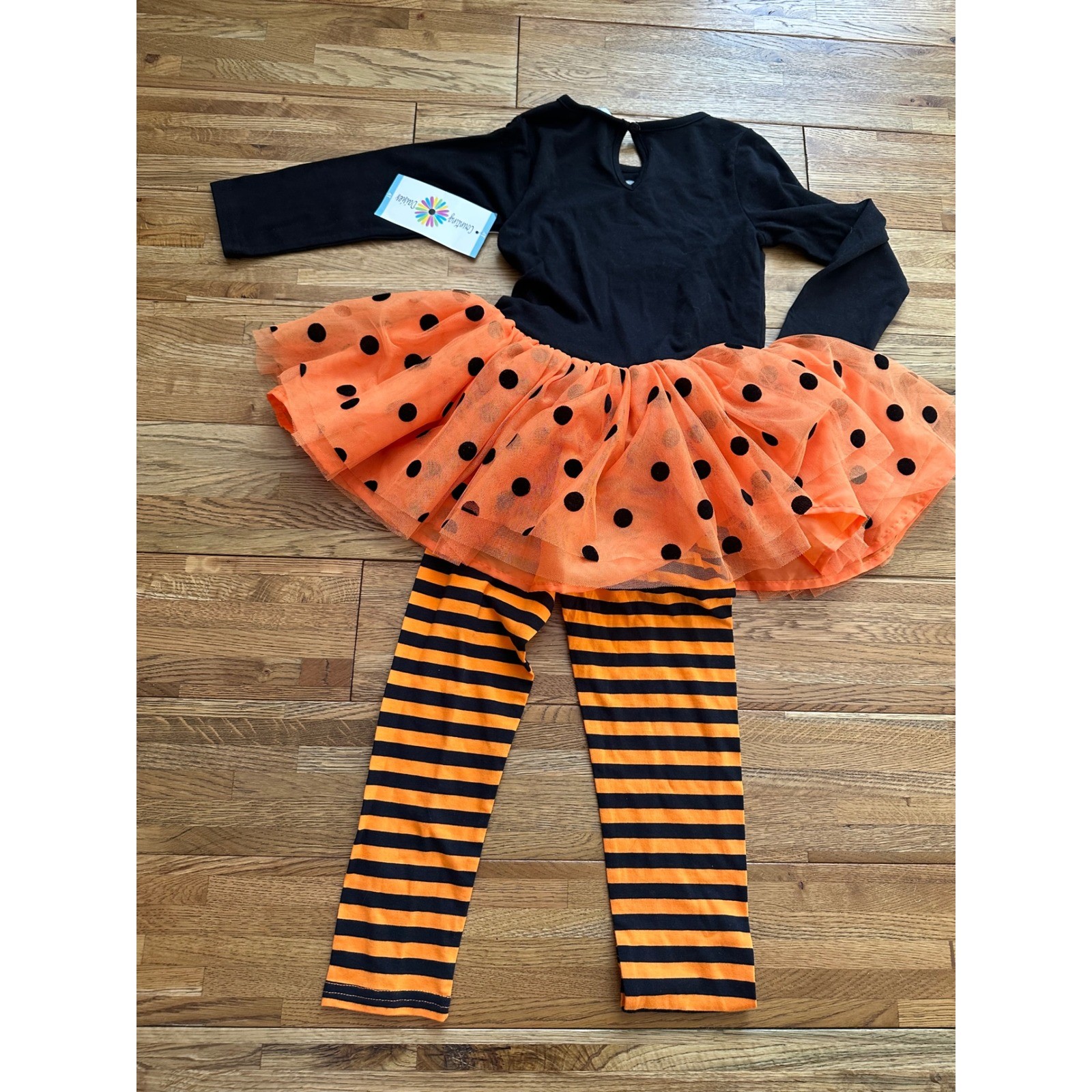 Counting Daisies Halloween Outfit 4T Black Cat Pumpkin Tutu Leggings Set