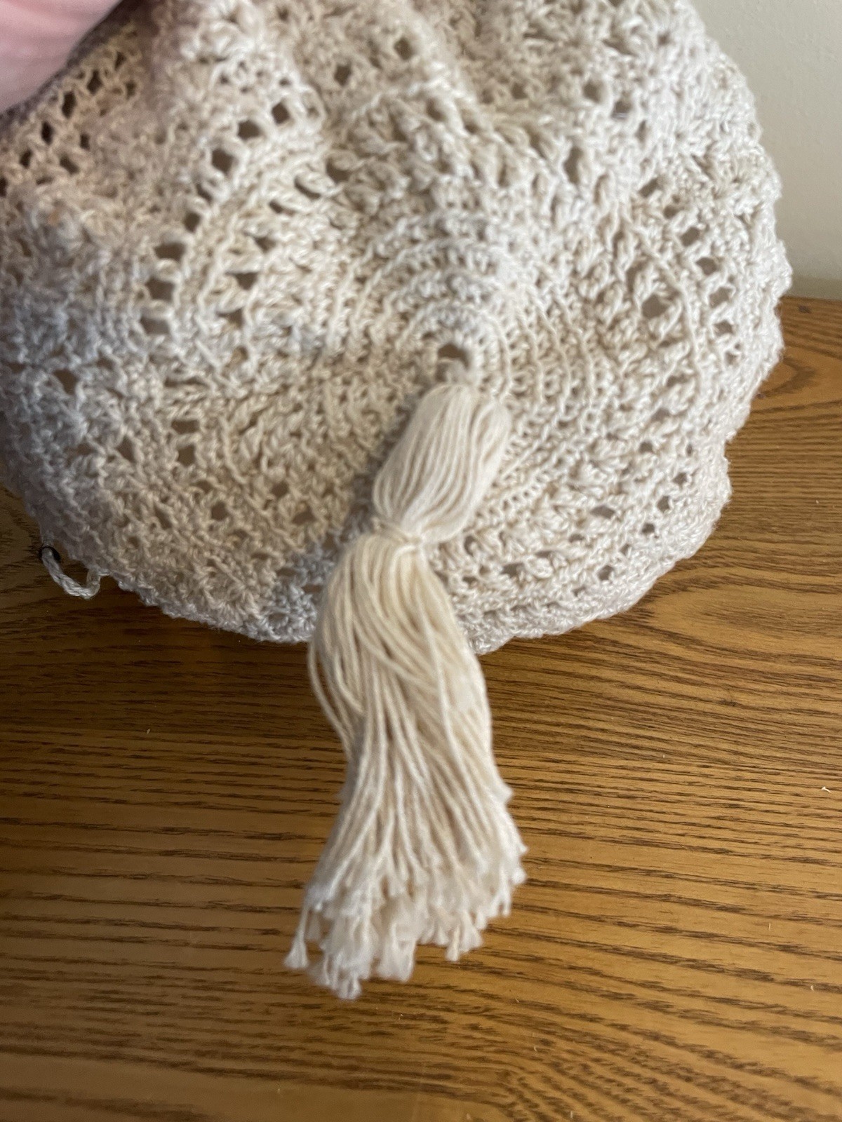 Vintage Handmade Crocheted Victorian 1800’s Reproduction Drawstring Purse Ecru