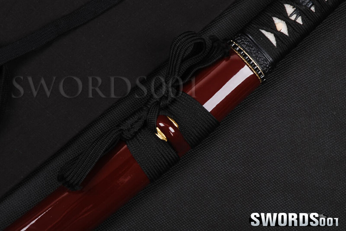 Self-defense Samurai Tanto Knife Carbon Steel Japanese Sword Dark Red Scabbard