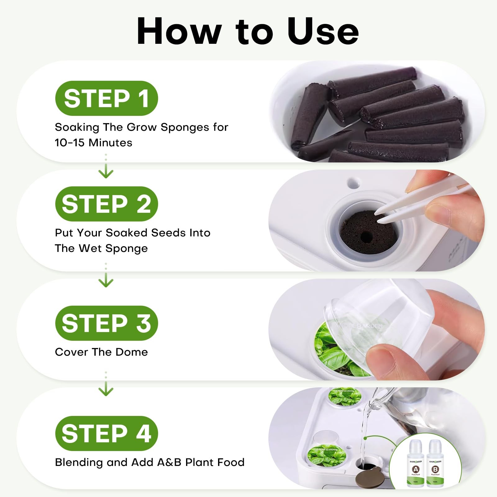 Ahopegarden 50pcs Hydroponic Pods Kit Compatible with AeroGarden Herb Kits w...