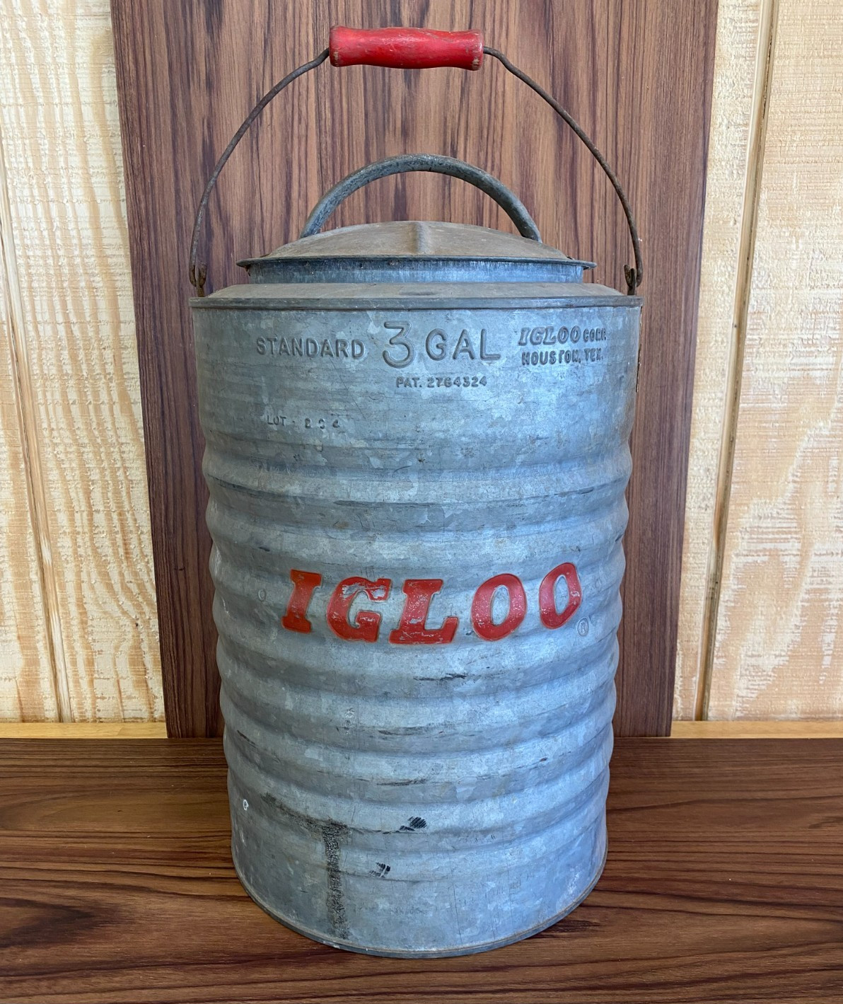 WOW NO SPOUT RARE Igloo Galvanized Metal 3 Gallon Vtg Cooler Water Dispenser Jug