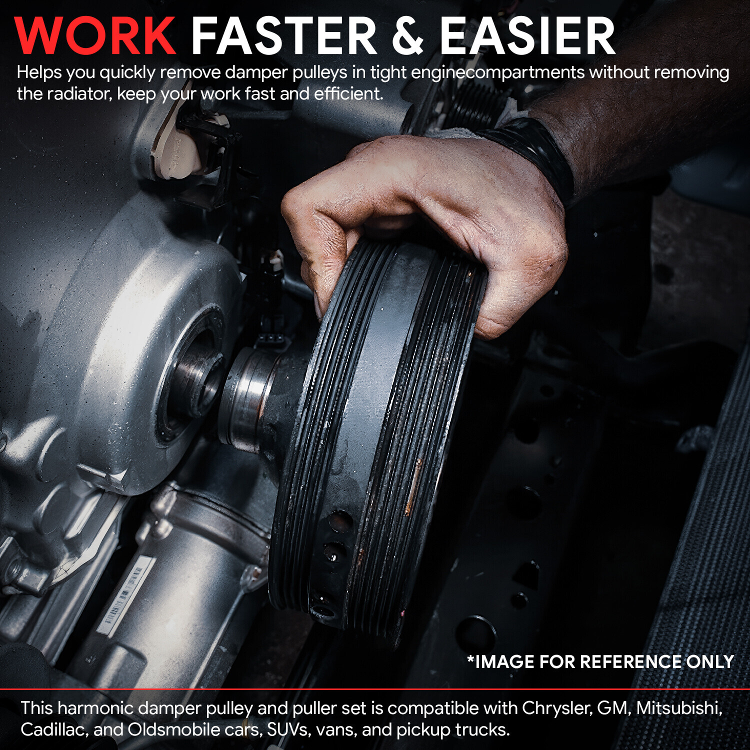 For Chrysler GM MIT OLD 6Pcs Harmonic Balancer Pulley Puller Set w/ Red Case
