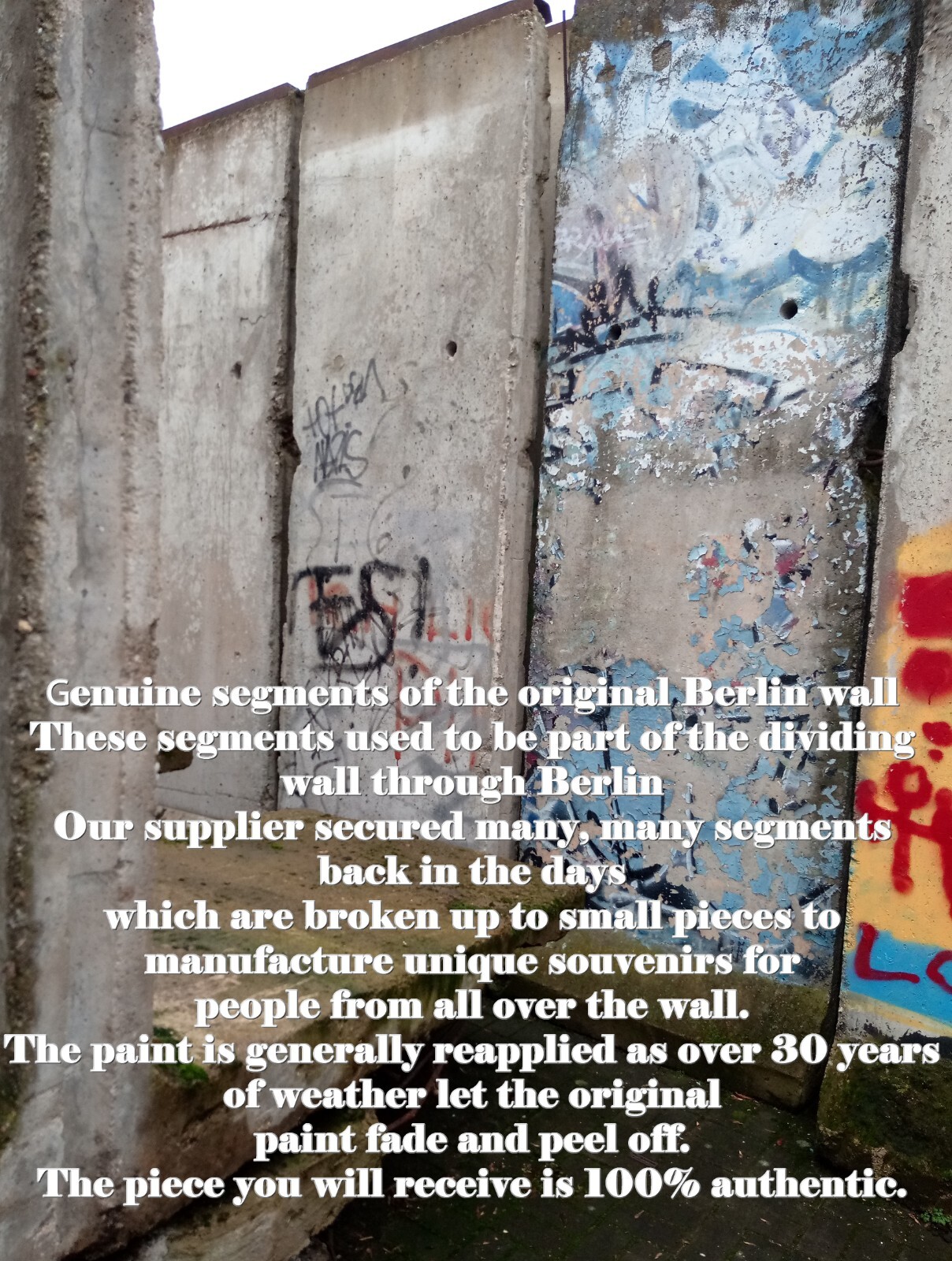 Real Piece of the BERLIN WALL with Certificate of Authenticity, Small