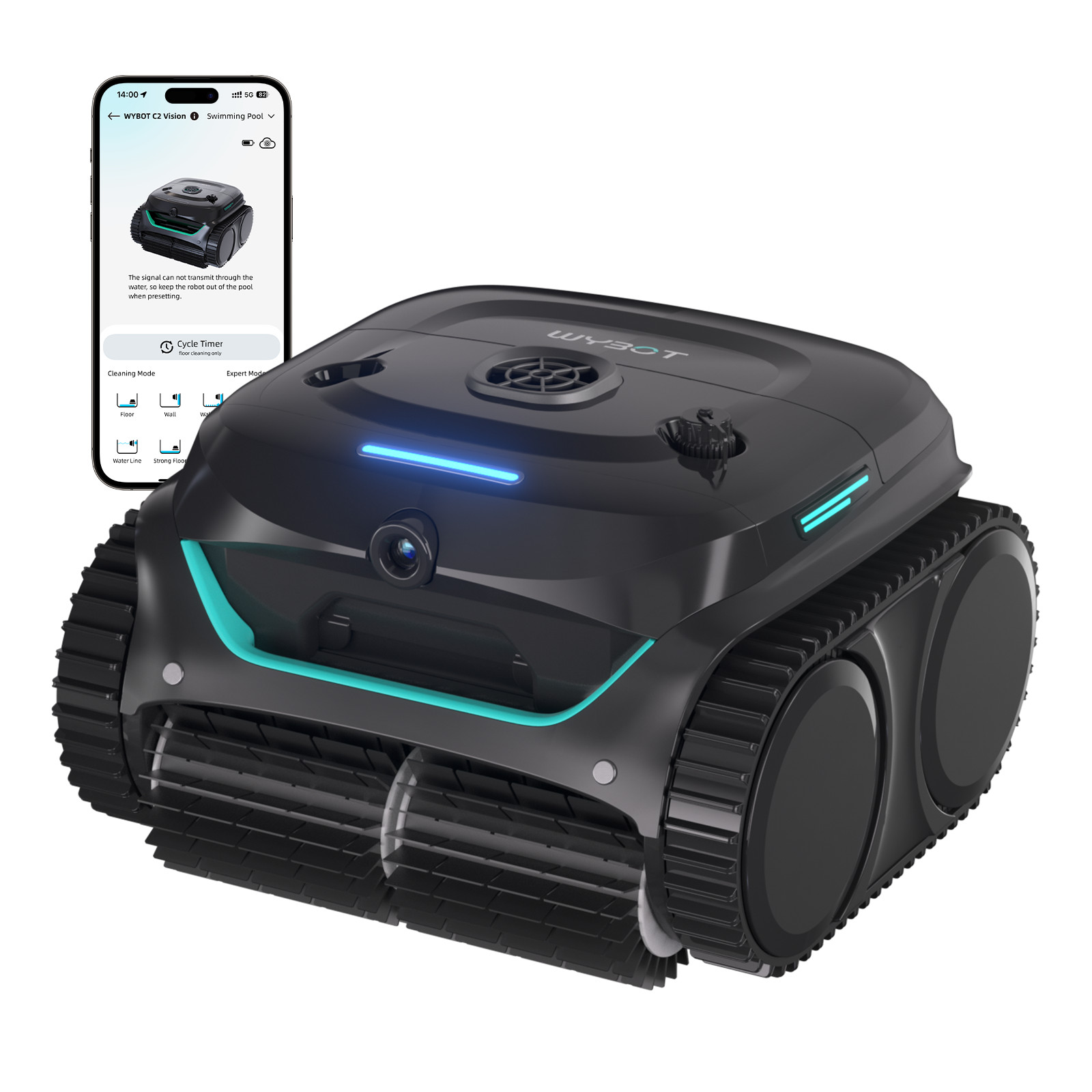 WYBOT C2 Vision Pool Robot Vacuum, Debris Detection with AI Camera,8-in-1 Master