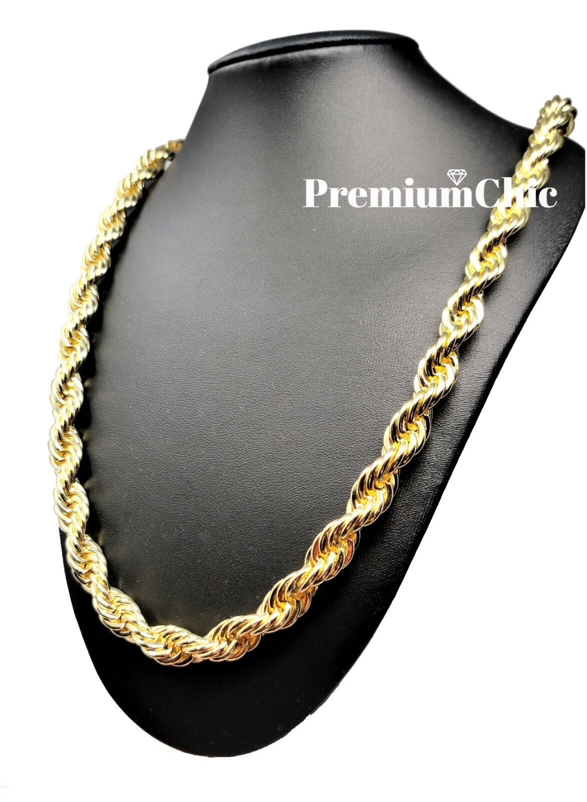 Rope Chain Necklace 3mm to 10mm 16" to 30" 14K Gold Plated Mens Hip Hop Jewelry