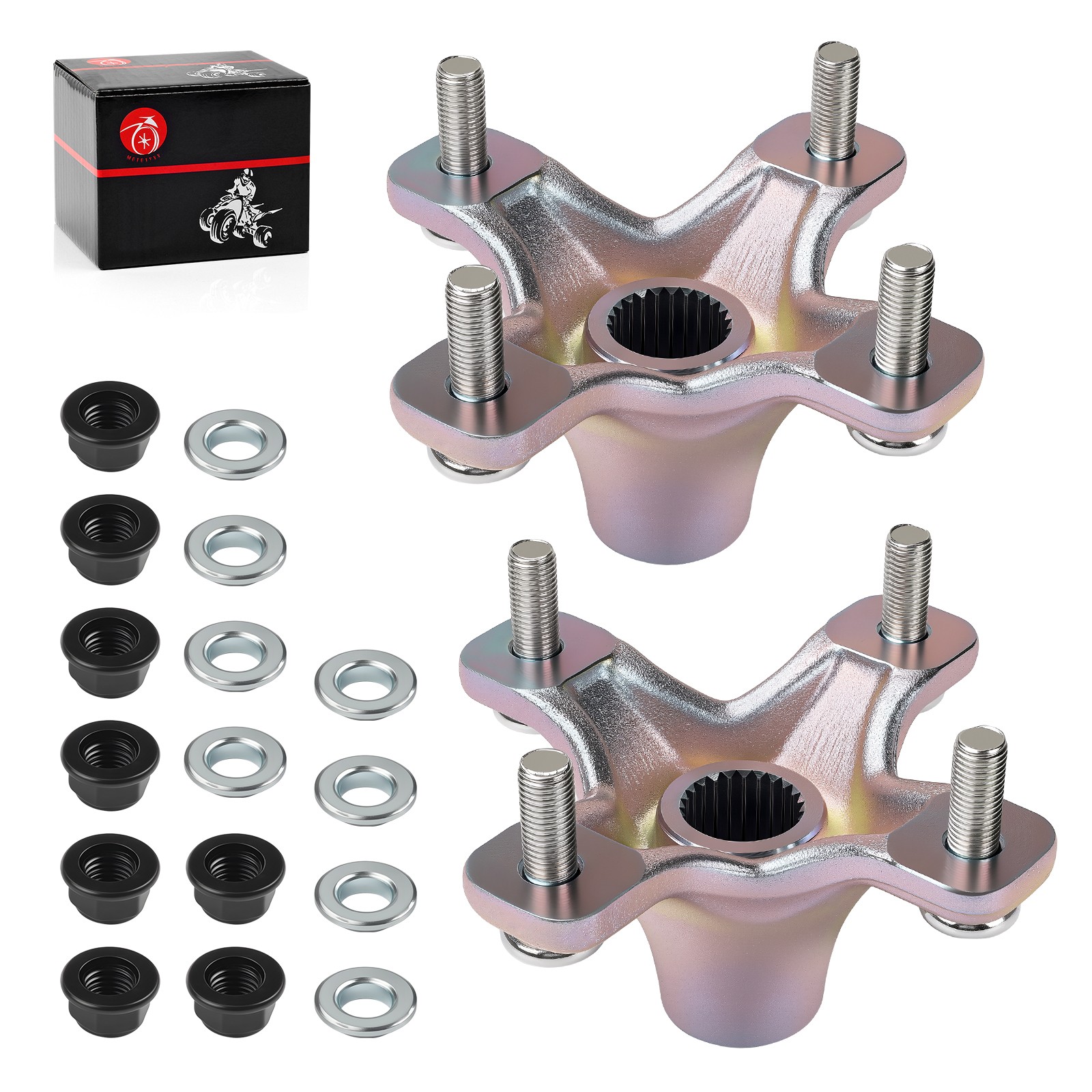 2 Rear Wheel Hubs for Honda Sportrax 400 TRX400EX 2x4 1999-2008 w/ Nuts Adaptors