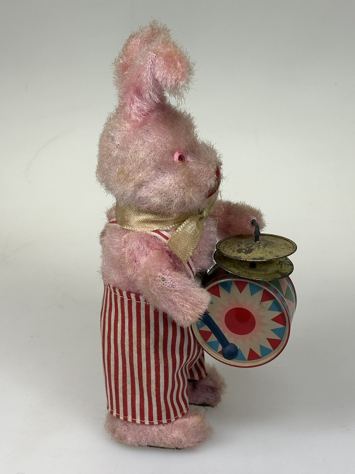 Vintage Japan MECHANICAL Wind Up Cymbals Drumming Easter Bunny Box Works VIDEO