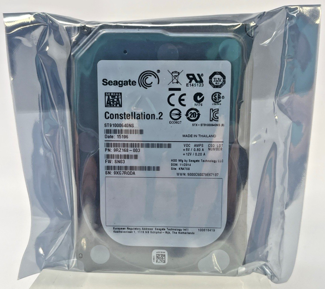 Seagate ST91000640NS 1TB Constellation.2 SATA 6Gb/s 7.2K 2.5"  USED WIPED