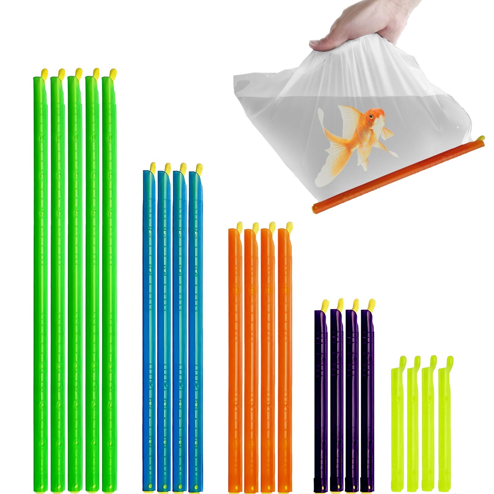 21-Bag Sealer Stick, 5 Diffrent Sizes multicolor,Keep Bags Airtight & Food Fresh