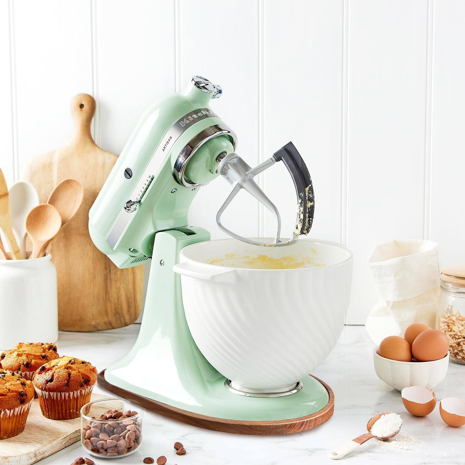 Acacia Wood Mixer Slider Mat for KitchenAid 4.5-5 Qt Tilt-Head Stand,