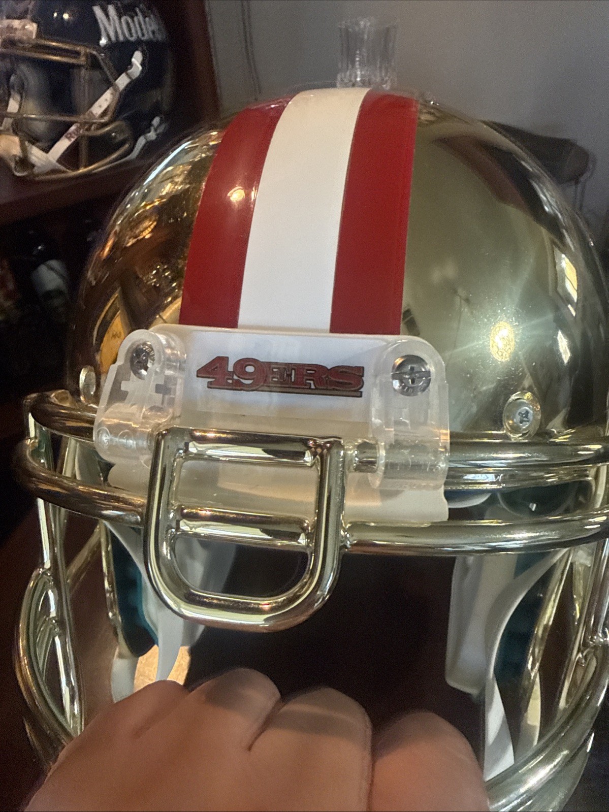 SAN FRANCISCO 49ERS Full Size Chrome Authentic Gold Football Helmet -