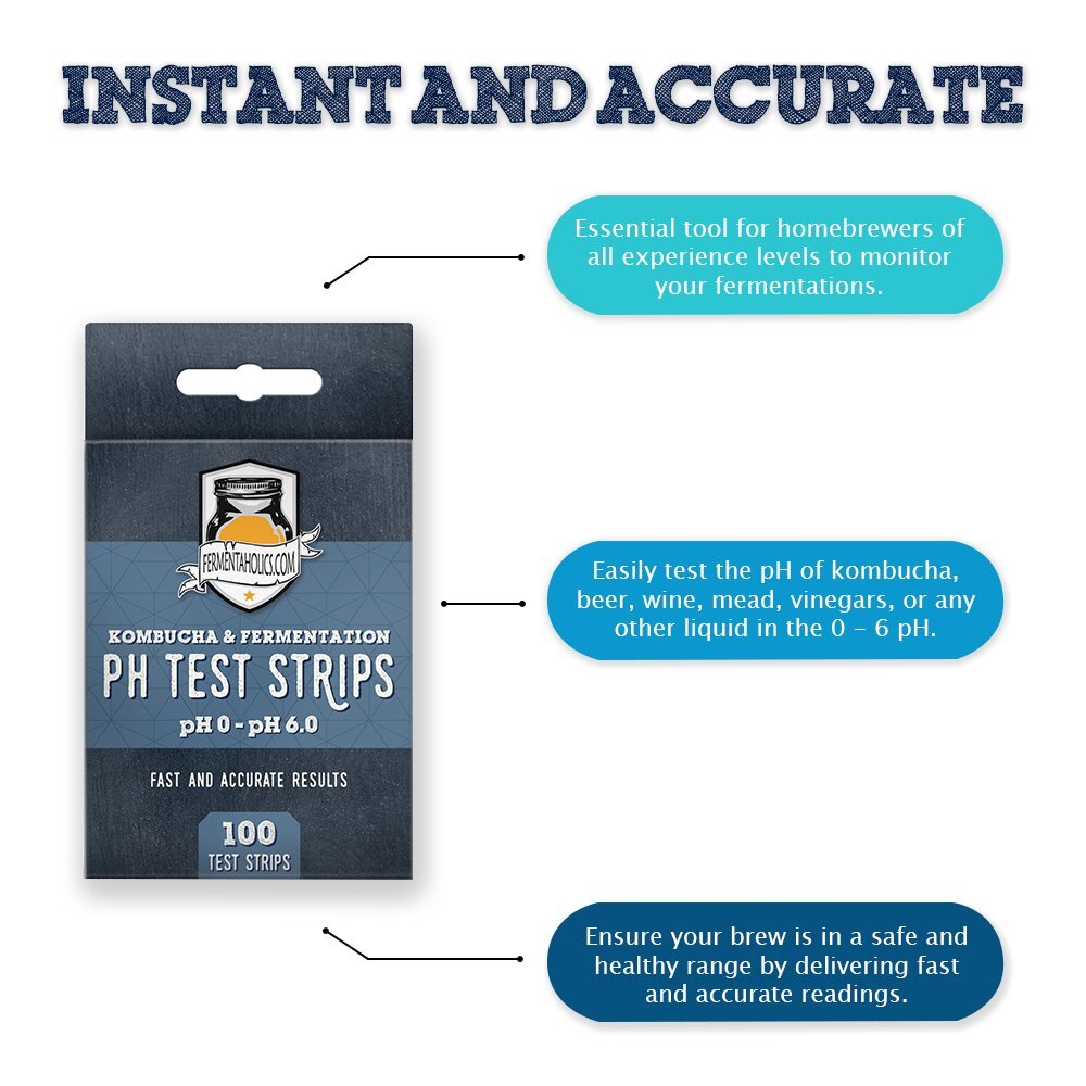 Fermentaholics Instant pH Test Strips pH Range 0-6 100 Tests pH Test Liquid