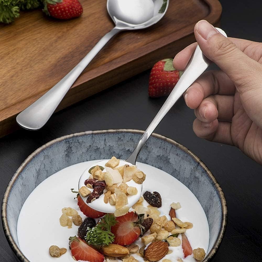 Soup Spoons 8-Piece Premium Stainless Steel Spoons round Spoons, Heavy-Weight