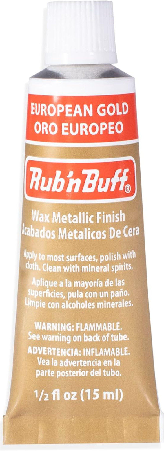 2x Pack - Amaco Rub 'N Buff Wax Metallic Finish, European Gold, 0.5-Fluid Ounce