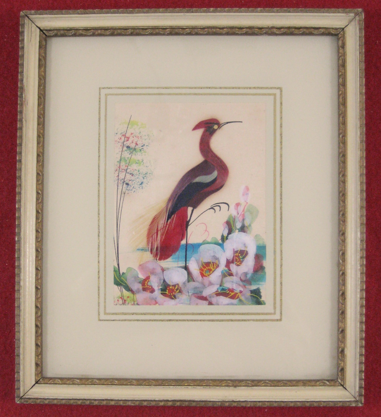Lot of 5 Feather Art Bird Small Pictures Glen Bastion 1890-1966 Indiana Artist