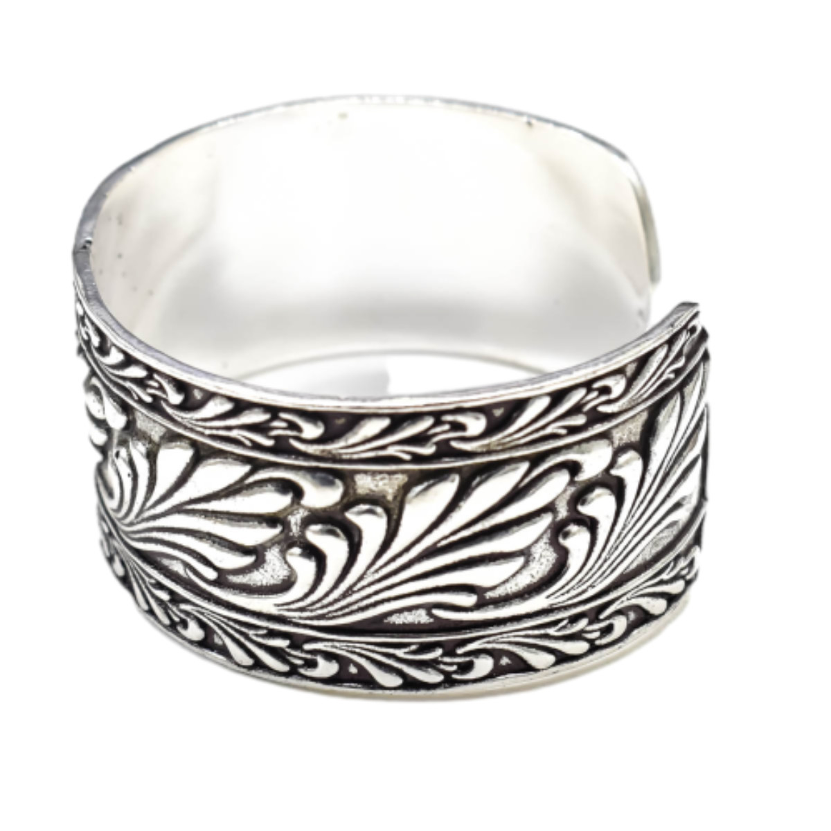 Handmade Vintage Sterling Silver Cuff Bangle – Adjustable 925 Silver Bracelet