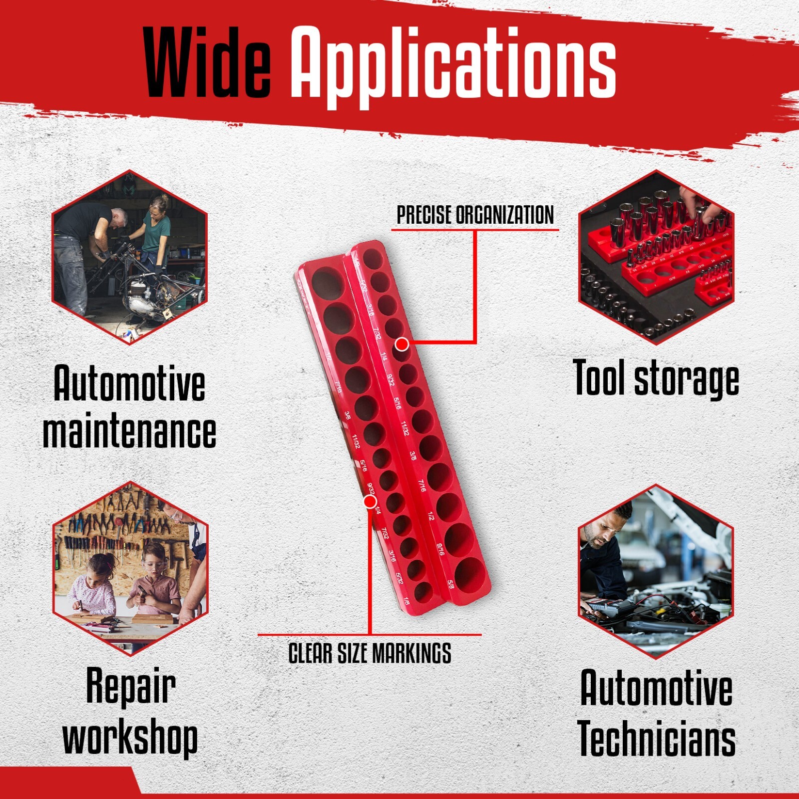 6-Piece Socket Holder Set, Magnetic Socket Organizer Set