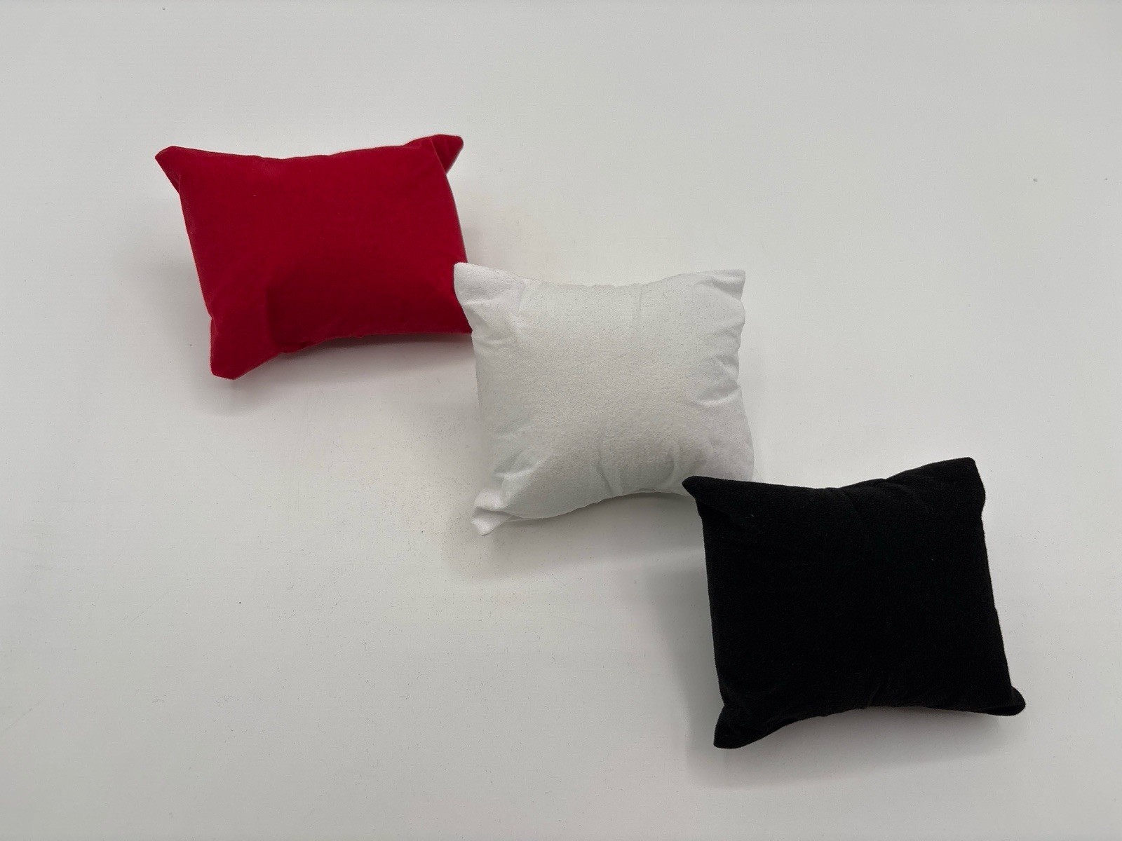 Watch Display Pillows Set of 3 Red & Black Velvet & White Felt Jewelry Cushion