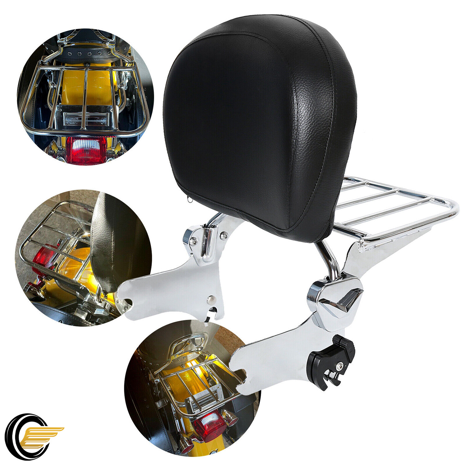 For 94-08 Harley Road King Electra Glide Detachable Sissy Bar Backrest With Rack