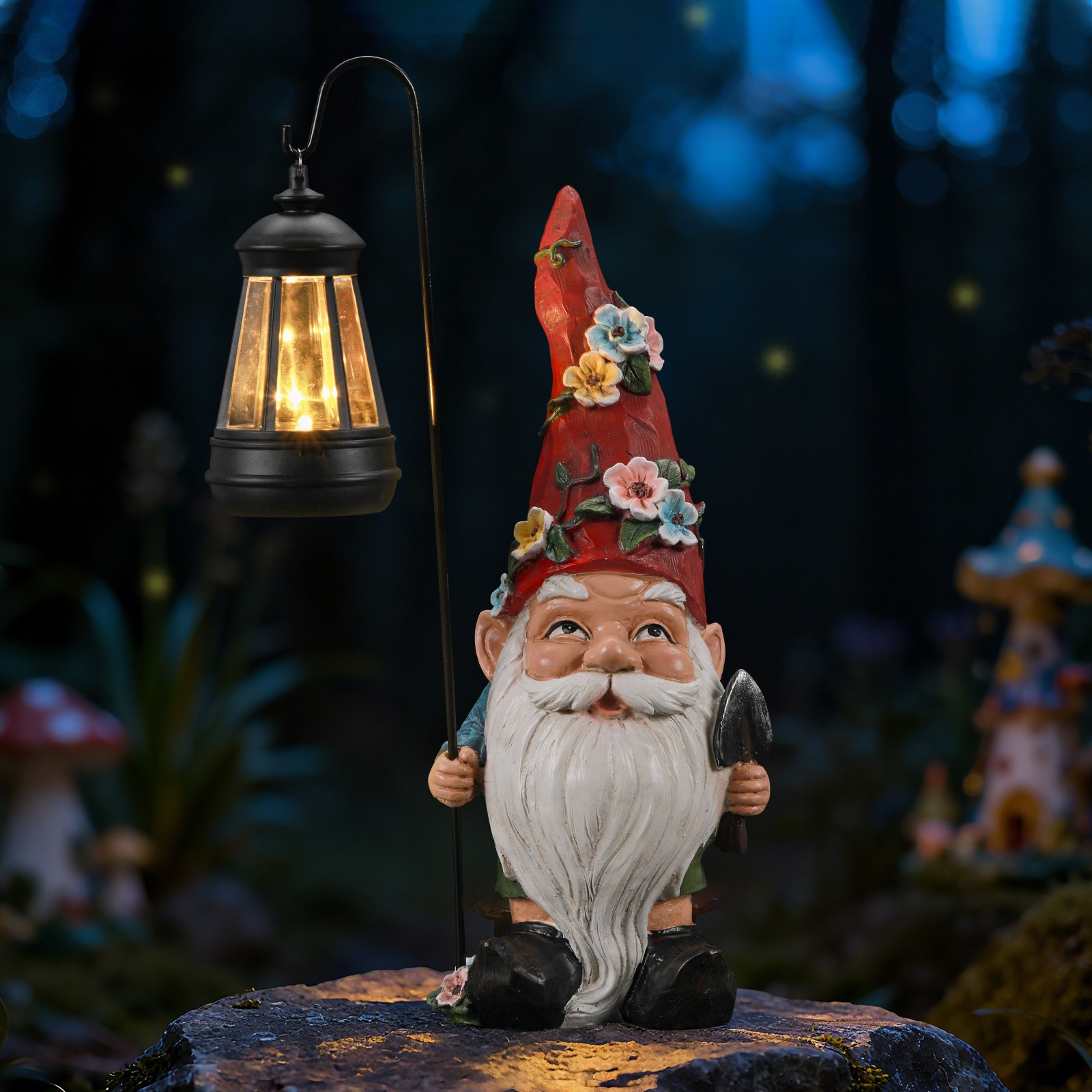 Solar Garden Elf Dwarf Statue - Waterproof Resin Outdoor Courtyard Decoration