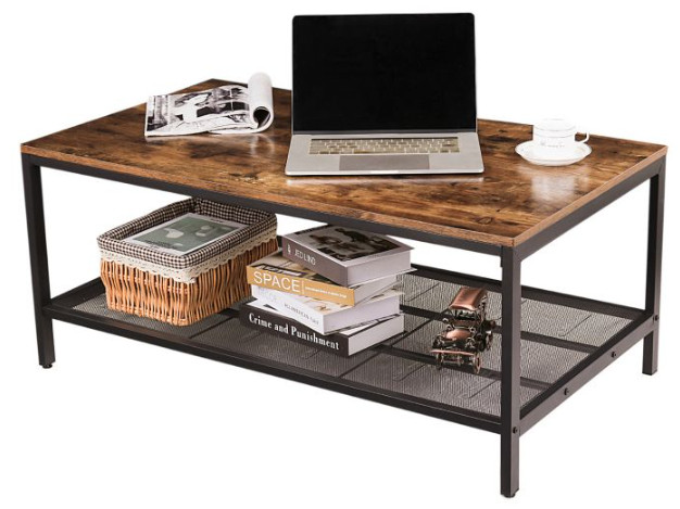 HOOBRO Furniture BF02KF01 Accent Cocktail Coffee Table -Dark Vintage Brown