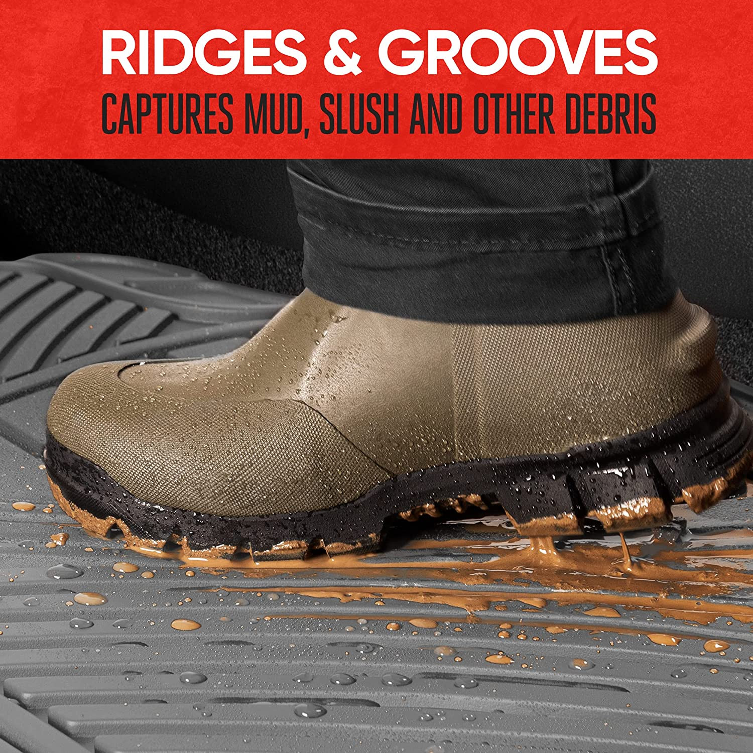 Flextough Performance All Weather Rubber Car Floor Mats with Cargo Liner – Full