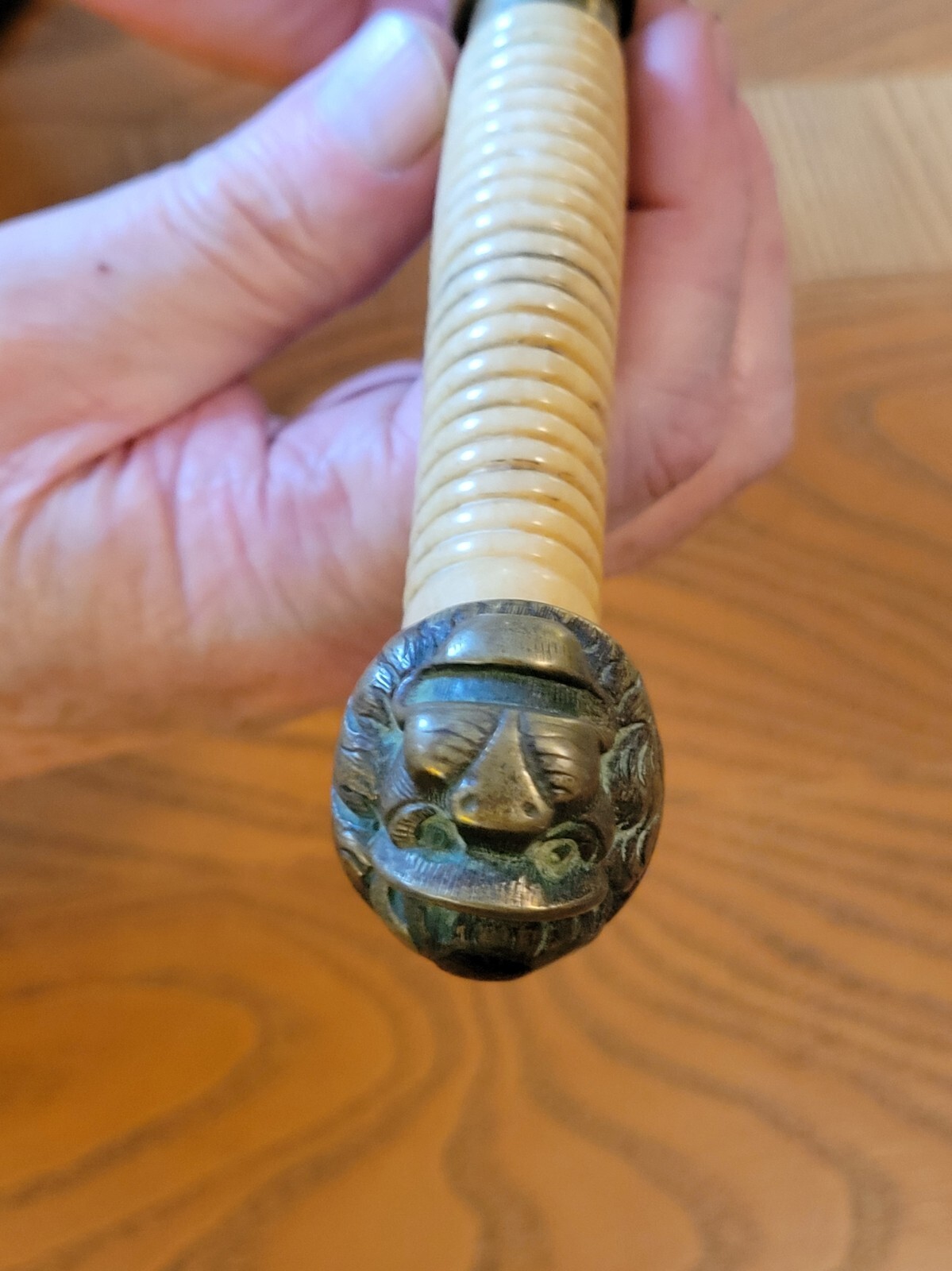 Antique Lion's Head Dagger Knife with Original Sheath, Circa 1840